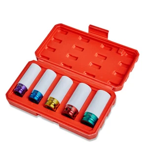 5Pcs 1/2 Drive Wheel Protector US Tire Sleeve Nut Socket Wheel Hub Tool Kits Set - Picture 1 of 12