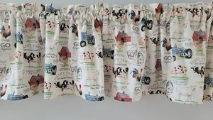 Country Farmhouse Valance Curtain, Farm Animal Themed Valance ( 41" W x 15" L) - Picture 1 of 9
