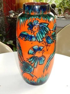 Bodenvase SCHEURICH 553-52 HAHN ROOSTER Hähne - Bild 1 von 14