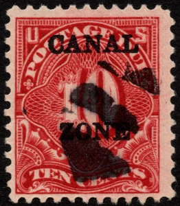 Canal Zone Stamp Scott # J20 with "CANAL" in Wrong Font - 10 Cents Carmine Rose - Picture 1 of 1