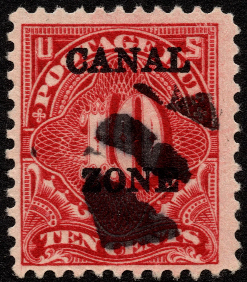 Canal Zone Stamp Scott # J20 with "CANAL" in Wrong Font - 10 Cents Carmine Rose - Image 1 of 1