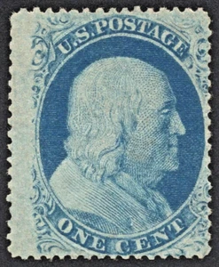 US Sc# 24 *MINT NO GUM { 1c TYPE V BLUE FRANKLIN } BEAUTY FROM THE 1857 SERIES - Bild 1 von 4