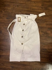 C by one Women’s sz M White  Elastic Waist butyon up Skirt - Picture 1 of 5