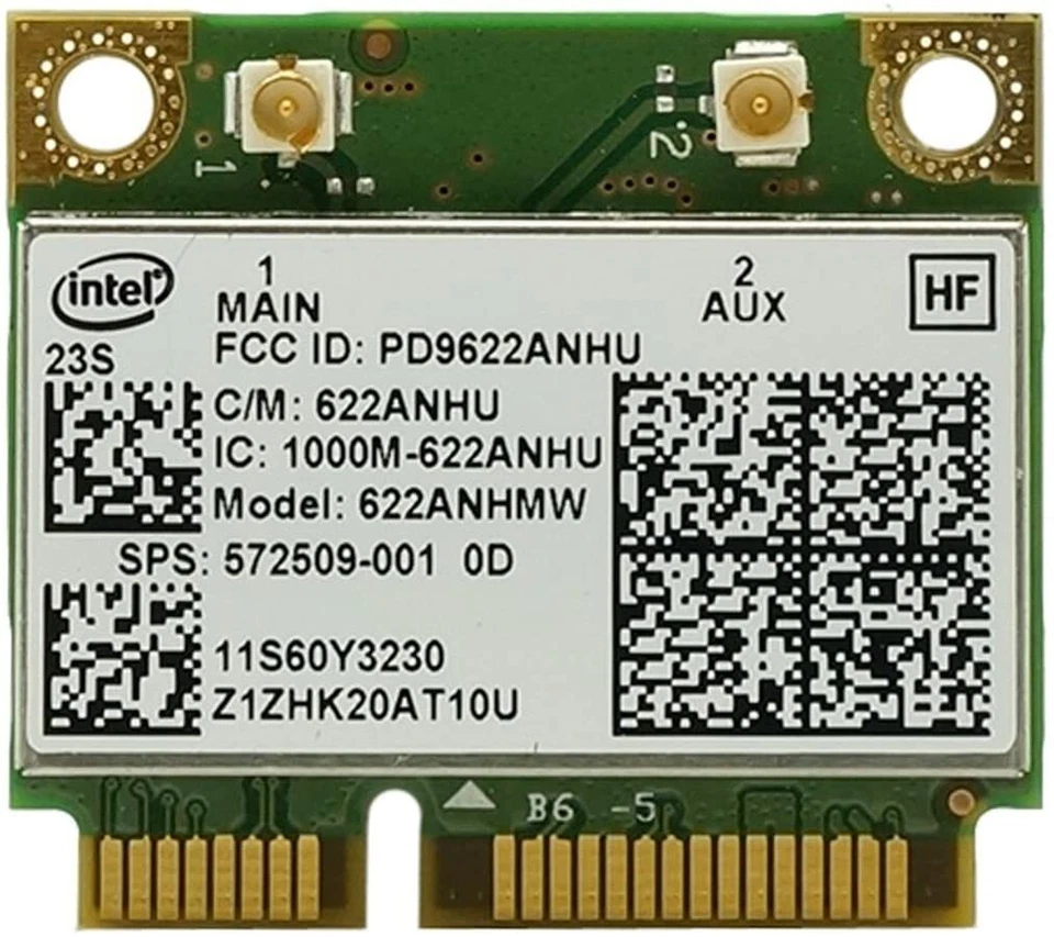 Intel 6200 622ANHMW AGN 802.11n WiFi Mini Card - 572509-001 60Y3191 - Image 1 of 2