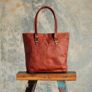 Nuevo bolso de hombro de cuero marrón genuino de aspecto vintage para mujer - Imagen 1 de 4