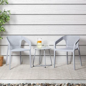 Gartenmöbel Set Sitzgruppe Lounge Essgruppe Gartenset Grau 3 teilig Homestyle4u - Bild 1 von 12
