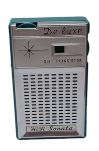 Sonata De Luxe HT-6082 AM Radio 1963 Serviced Works Turquoise & Silver JRR6 - Picture 1 of 8