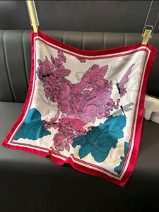 Womens XL 70cm Floral Dragonfly Red Cream Pink Scarf Headband Shawl Hair DV783 - Picture 1 of 10