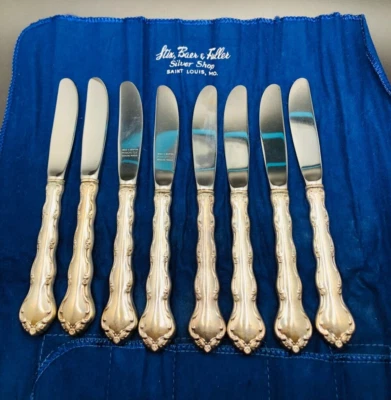 Lote de esparcidores de mantequilla de 6,5" de plata de ley Tara by Reed & Barton x 8 - 1955, de colección Foto 1 de 4