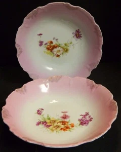 Vintage Set of (2) Carlsbad Victoria Embossed Pink Rimmed 9.5" Serving Bowls Exc - Picture 1 of 9