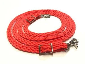 Riendas planas trenzadas Western Paracord rienda caballo tachuela neón naranja rienda - Imagen 1 de 1