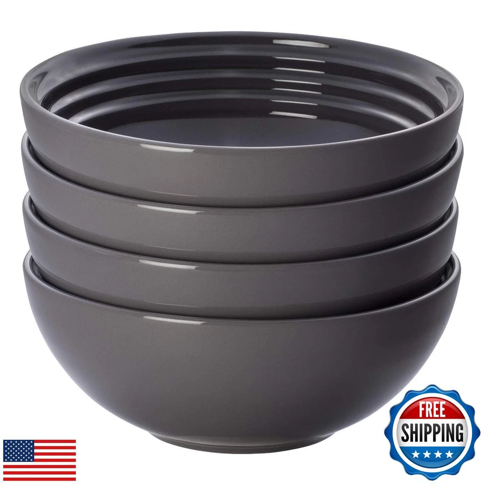 Le Creuset Stoneware Set of 4 Soup Bowls, 22 oz. (6.25") each, Oyster - Image 1 of 2
