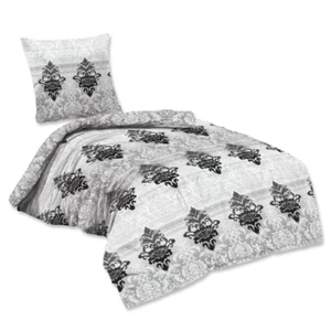 4Tlg Bettwäsche Bezug 100% Baumwolle Grau Weiß Schwarz 135x200 Kissen 80x80 NEU - Bild 1 von 4