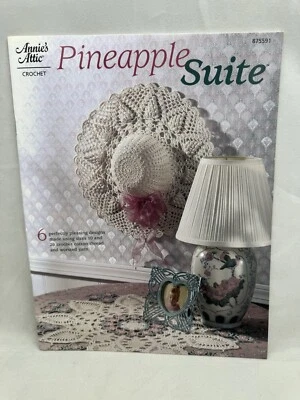 Crochet Pineapple Suite Afghan Hat Bag Trim Annie's Attic Thread Pattern Book - Image 1 of 3
