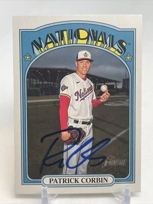 Topps Heritage Patrick Corbin Washington Nationals 2021 #398 firmado Foto 1 de 2