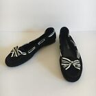 Banana Republic Black Suede White Bow Flats Casual Work Career Size 8