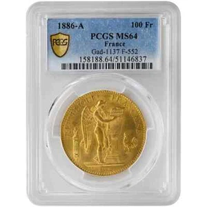 1886-A 100 Fr Dieu Protege la France, PCGS MS64 Rare Coin - Picture 1 of 4