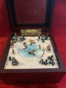 Mr. Christmas Animated Music Box Snowman Jamboree Skaters Winter Scene - Picture 1 of 8