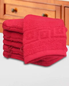 Pair of Superior Wash Mitts Face Cloth Glove 100% Cotton Flannel Scrub, Red - Picture 1 of 3