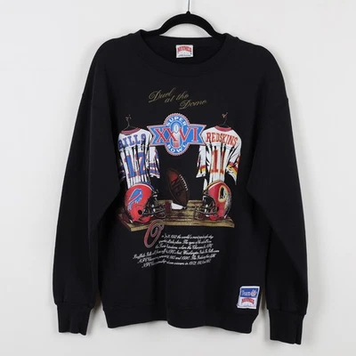 Vintage 90s Bills vs Redskins Super Bowl XXVI Crew Neck Sweatshirt Size Large - Image 1 of 4