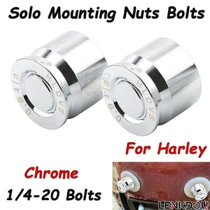 2X Solo Mounting Nuts Bolts 1/4-20 Bolt For Harley Touring Softail Sportster 883 - Picture 1 of 11