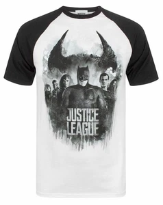 DC Comics White Justice League Raglan Short Sleeved T-Shirt Mens - Picture 1 of 8