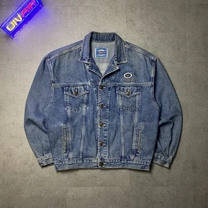 Chaqueta vaquera vintage Complices L 90s Trucker calce cuadrado chaqueta vaquera logotipo bordado - Imagen 1 de 12