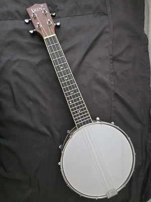 Irin Small Banjo 4 String Solid Body Brown Wood See Disc. - Image 1 of 4