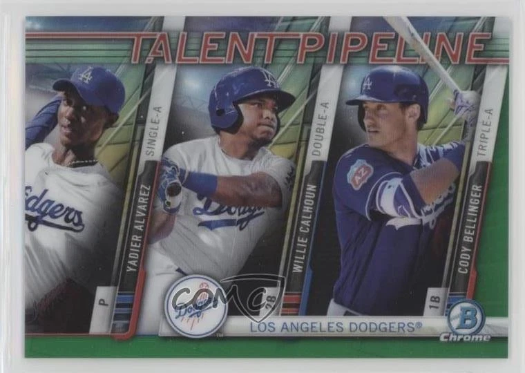 2017 Bowman Retail Green Refractor /99 Yadier Alvarez Willie Calhoun #TP-LAD - Image 1 of 2