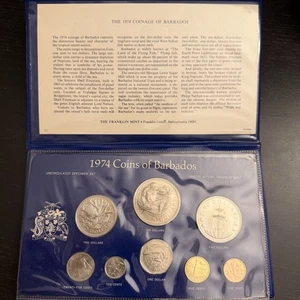 Franklin Mint 1974 Stempelglanz Specimen Set Münzen von Barbados, 8 Stück - Bild 1 von 3