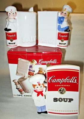 DE COLECCIÓN CAMPBELL'S SOUP NIÑOS SALEROS Y PIMENTEROS Y RESTO DE CUCHARA, NUEVO EN CAJA 1996 Foto 1 de 4
