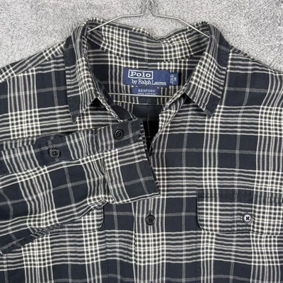 Camisa Polo Ralph Lauren Benford Para Hombres M Franela Cuadros Algodón Preppy De Colección Años 90 Foto 1 de 4