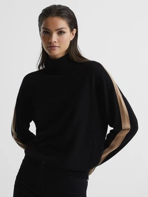 REISS Nova Colourblock Knitted Roll Neck Jumper Top in Black/Camel Size S - Image 1 of 4