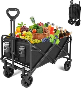 Collapsible Folding Wagon, Garden Cart, Lightweight Cart Outdoor Utility Wagon, - Picture 1 of 7