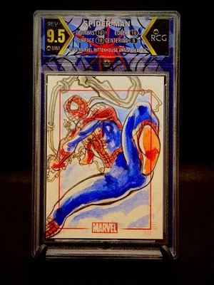 Tarjeta de boceto 2014 Rittenhouse Marvel 75th Spider-Man Sketchafex 1/1 grado 9,5 Foto 1 de 3