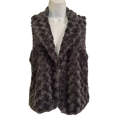 Chaleco Forever 21 Para Mujer Frente Abierto Carbón Texturizado Forrado Piel Sintética Talla L Foto 1 de 4