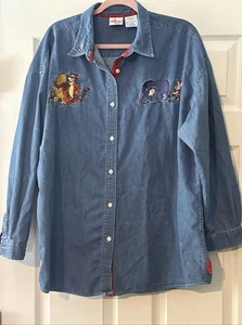 VINTAGE Disney Store WINNIE THE POOH Denim Shirt EMBROIDERED Size XL ~ EEYORE - Picture 1 of 7