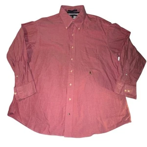 Camisa De Colección Tommy Hilfiger Para Hombres XL 17 Rosa Abotonada Original Oxford Bolsillo Logo - Imagen 1 de 9