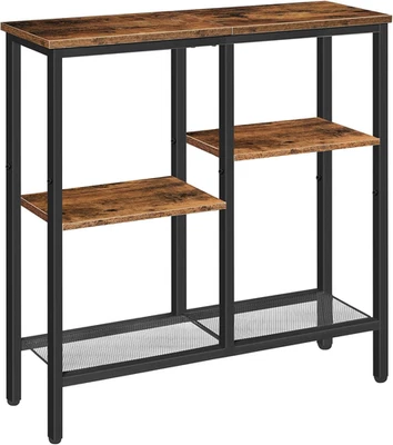 Narrow Console Table, Sofa Table, 4-Tier Industrial Hallway Table with Metal Mes - Image 1 of 4