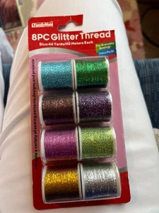 Family Mail 8PC Glitter Thread 44 yds/40 meters each - unopened - Picture 1 of 1