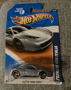 Hot Wheels 2011 Faster Than Ever Ferrari 458 Italia Silver MOC - Picture 1 of 4