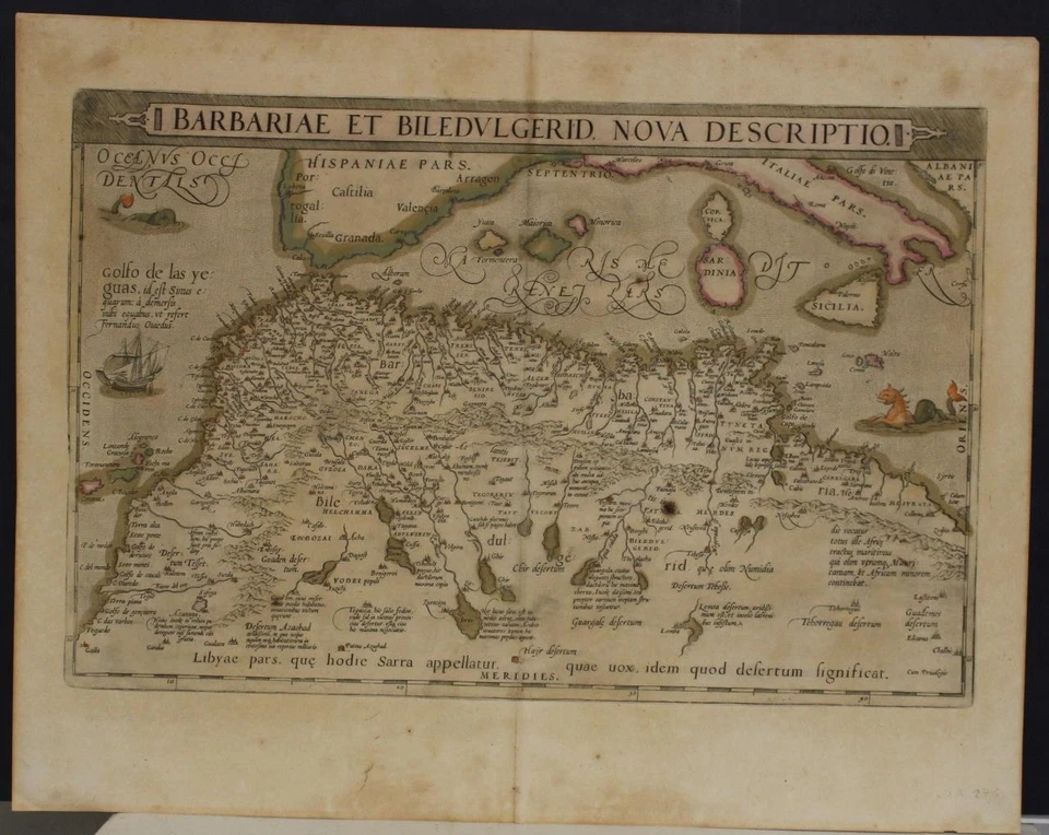 NORTH AFRICA 1608 ORTELIUS UNUSUAL ANTIQUE COPPER ENGRAVED MAP - Image 1 of 1
