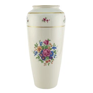 Jarrón cilíndrico vintage Lenox China rosa 10 1/2" de alto 490 J300 marca azul verde - Imagen 1 de 7