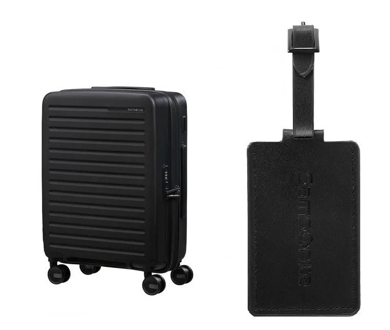 SAMSONITE ReSTACkD 55cm Expandable Carry On Spinner BLACK+ Samsonite luggage tag - image 1 of 1