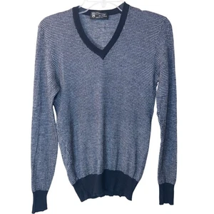 V Neck Houndstooth Cashmere Silk Sweater Menswear Pullover Casual Knitwear Top - Picture 1 of 8