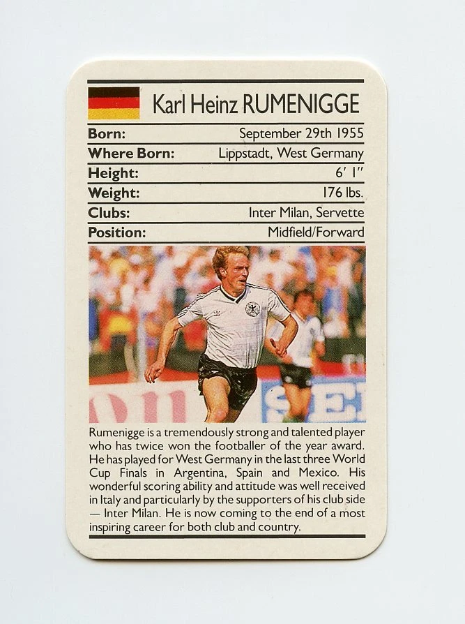 #TN03593 KARL RUMENIGGE GERMANY Ace Football/Soccer Card - Image 1 of 1