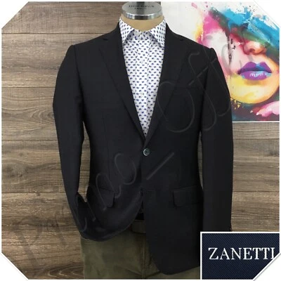 Zanetti Mens Blazer Sport Coat Two Button Casual Jacket Size 40R Gray Wool Suit - Image 1 of 4