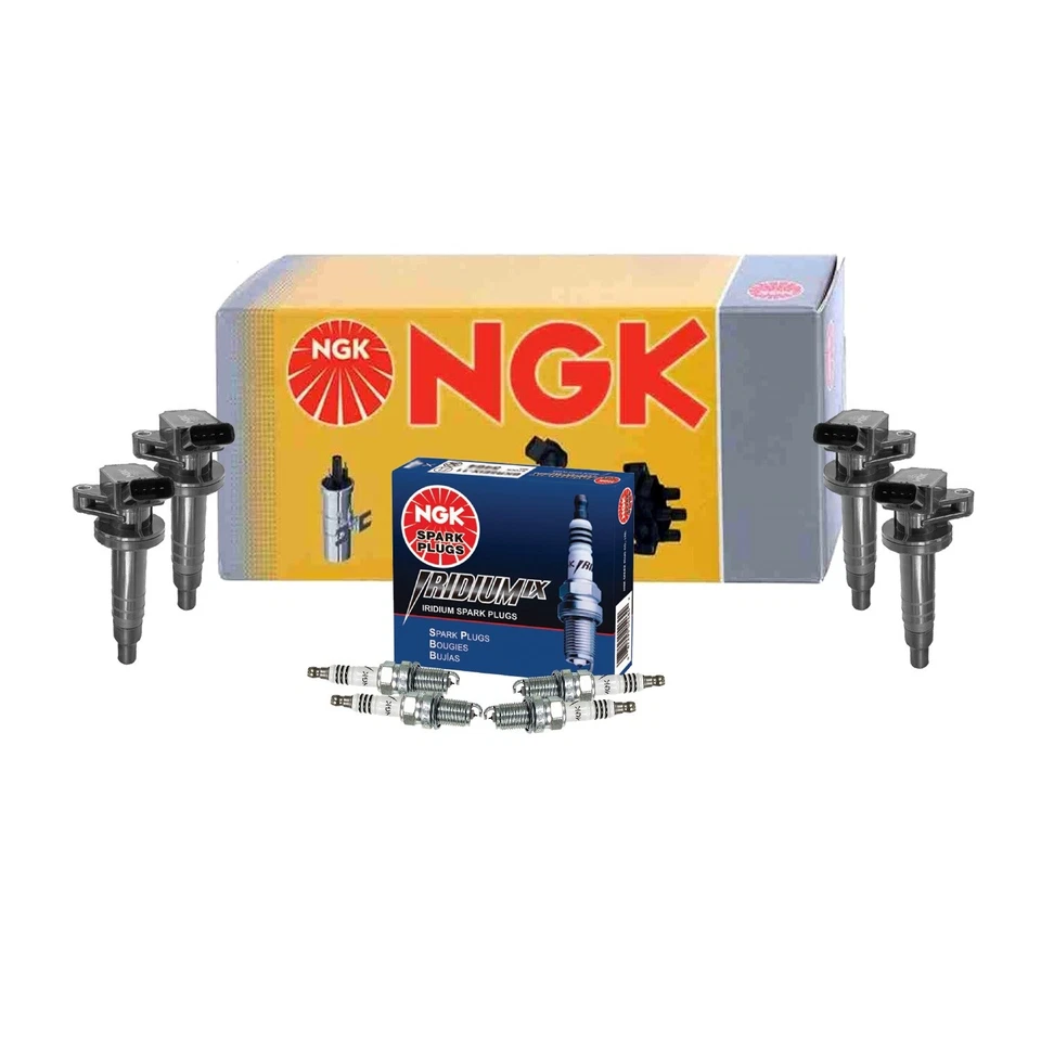 NGK 4 Ignition Coils and 4 Iridium IX Spark Plugs Kit For Toyota Pontiac 1.8L L4 - Image 1 of 1