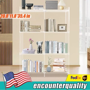 3 Tiers Bilateral Bookshelf Acrylic Narrow Corner Shelf Clear Organizer Modern - Picture 1 of 15