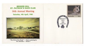 1981 St Patrick's Race Club Horse Racing Art Broken Hill pmk Souvenir Envelope - Picture 1 of 1